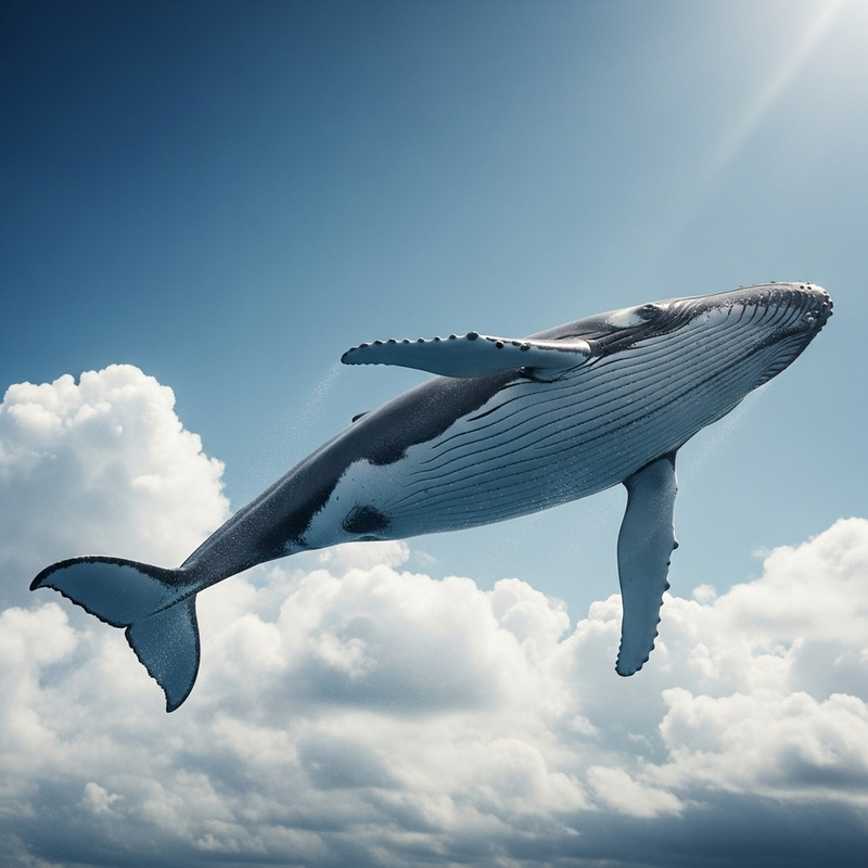 Whale Soaring in Sky - Awe-Inspiring Celestial Surrealism Whale Soaring in Sky - Awe-Inspiring Celestial Surrealism