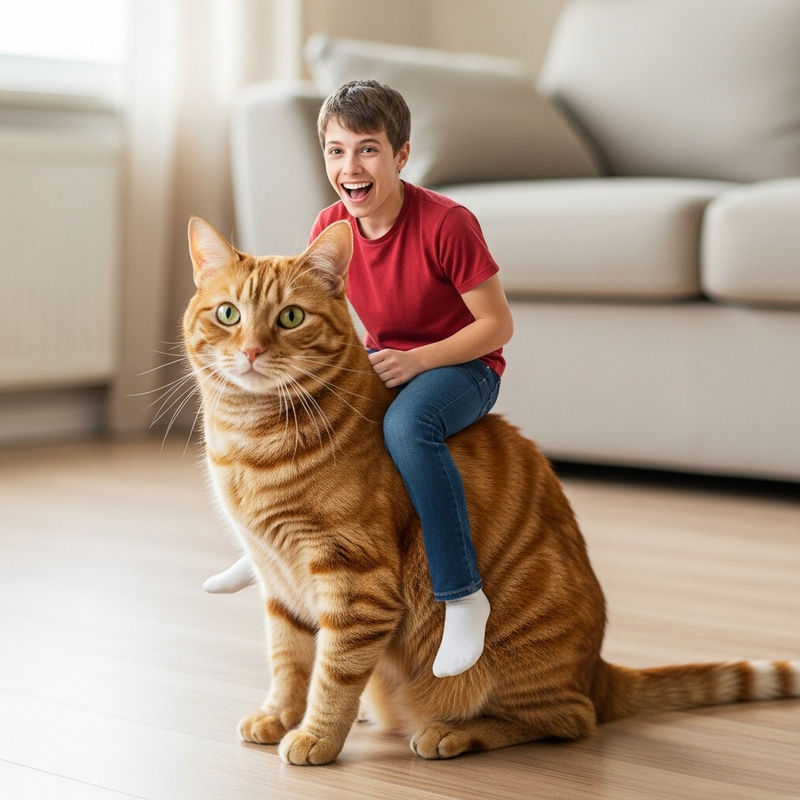 Adorable Ginger Cat and Owner in Cozy Setting Adorable Ginger Cat and Owner in Cozy Setting