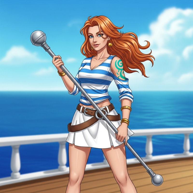 Nami: Confident Pose on a Ship Deck
