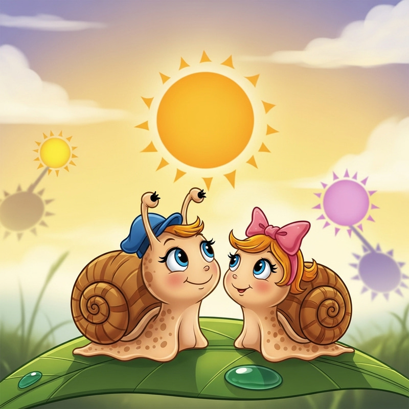 Adorable Boy and Girl Snail Cartoon Characters Adorable Boy and Girl Snail Cartoon Characters