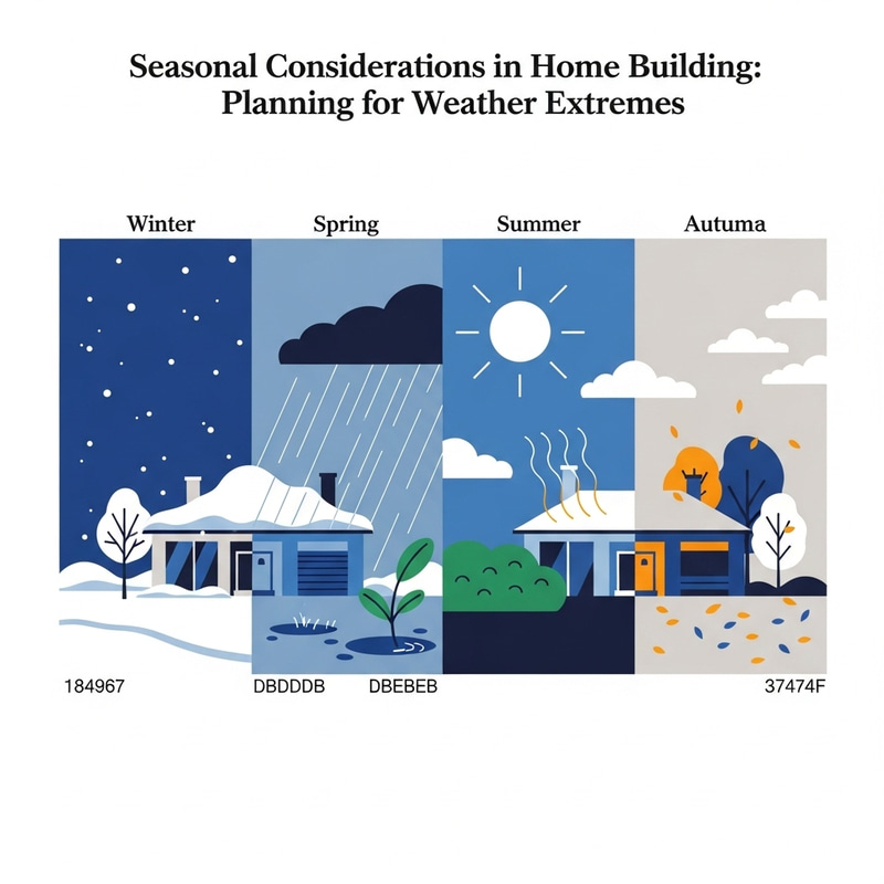 Digital Minimalist Illustration: Home Building for Weather Extremes