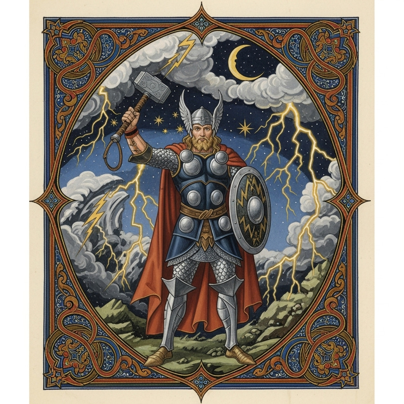Epic Thor in Medieval Illuminated Manuscript Art | Norse Mythology Marvel Epic Thor in Medieval Illuminated Manuscript Art | Norse Mythology Marvel