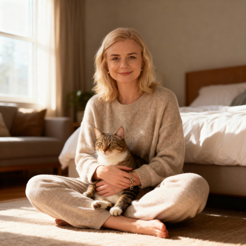 Cozy Cat Owner Portraits: Love & Comfort Cozy Cat Owner Portraits: Love & Comfort