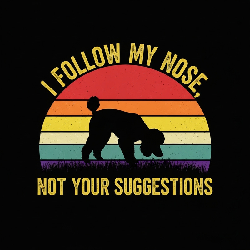Vintage Sunset Poodle T-Shirt Design | I Follow My Nose | Digital Art Vintage Sunset Poodle T-Shirt Design | I Follow My Nose | Digital Art