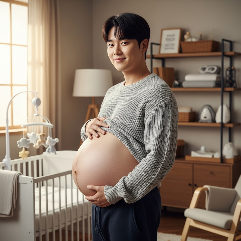 Proud Korean Expectant Father | Large Belly Pregnancy