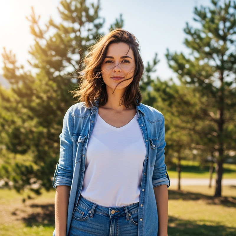 30-Year-Old Female Embracing Nature with Grace 30-Year-Old Female Embracing Nature with Grace