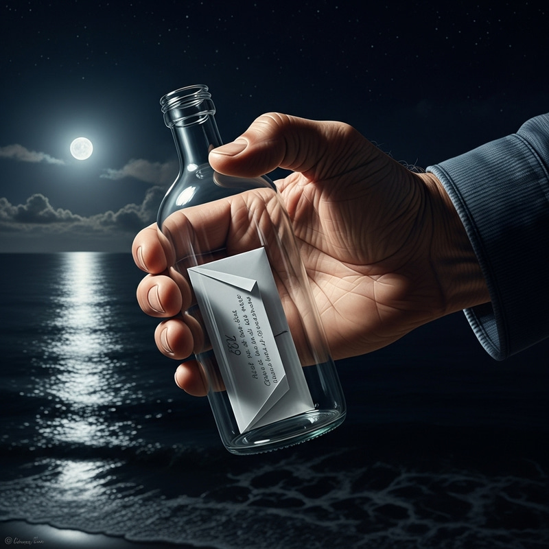 Moonlit Bottle Message: A Poetic Seaside Moment Moonlit Bottle Message: A Poetic Seaside Moment