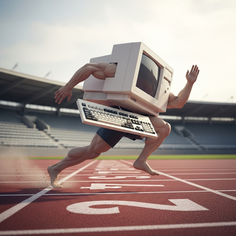 Computer Running 100m Sprint - Technological Race