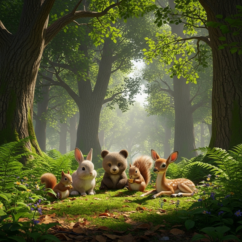 Enchanting Forest Wildlife - Adorable Rabbit, Bear, Squirrel, Deer Enchanting Forest Wildlife - Adorable Rabbit, Bear, Squirrel, Deer