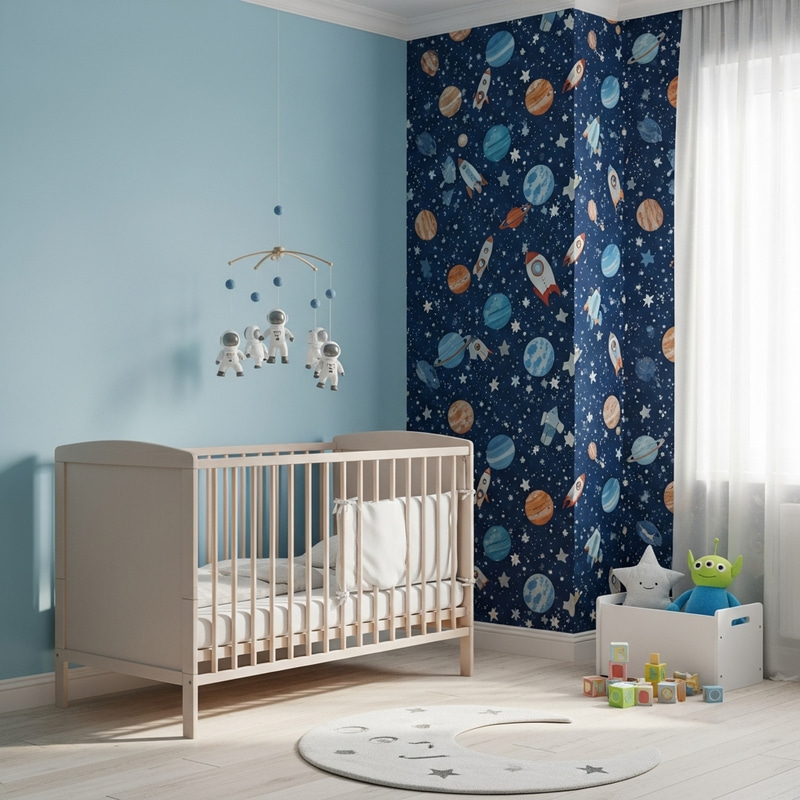 Charming Kids Room with Blue and Space Theme Decor Charming Kids Room with Blue and Space Theme Decor