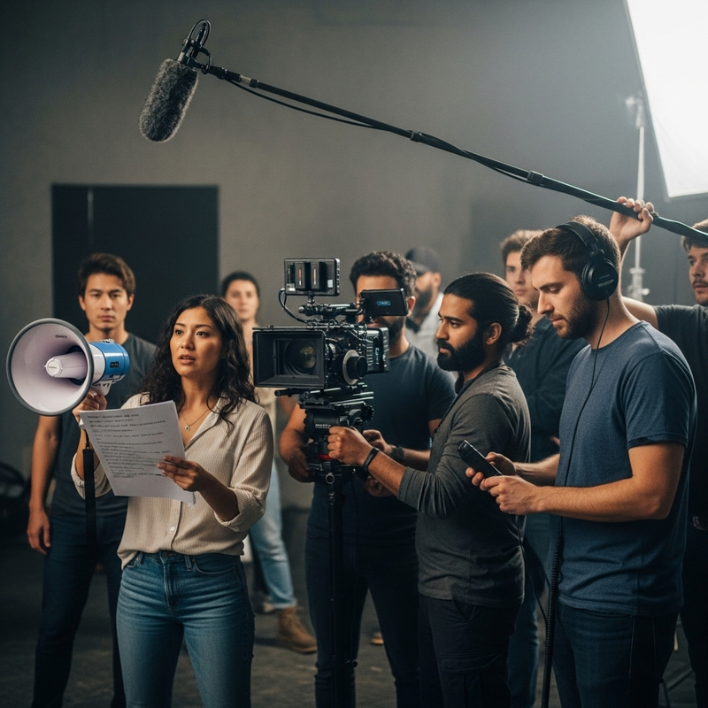 Diverse Film Crew on Independent Movie Set