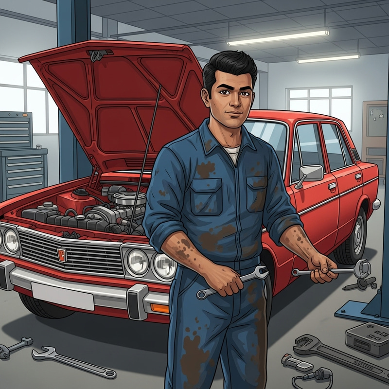 Professional Car Mechanic at Work