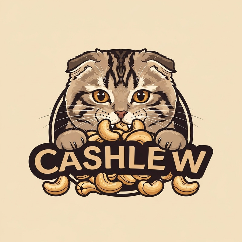 Scottish Cat Munching on Cashew Nuts Logo