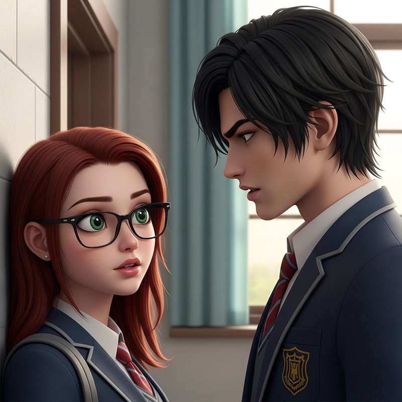 Realistic School Rivalry: Red-haired Girl vs. Tall Black-haired Boy