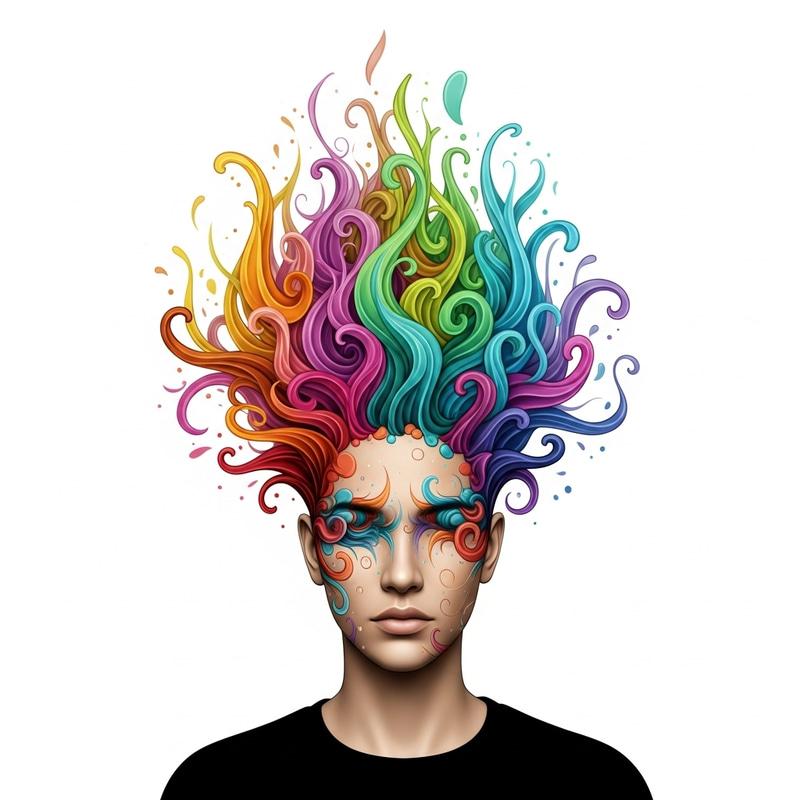 Colorful Waves of Creativity | Abstract Head Art Colorful Waves of Creativity | Abstract Head Art