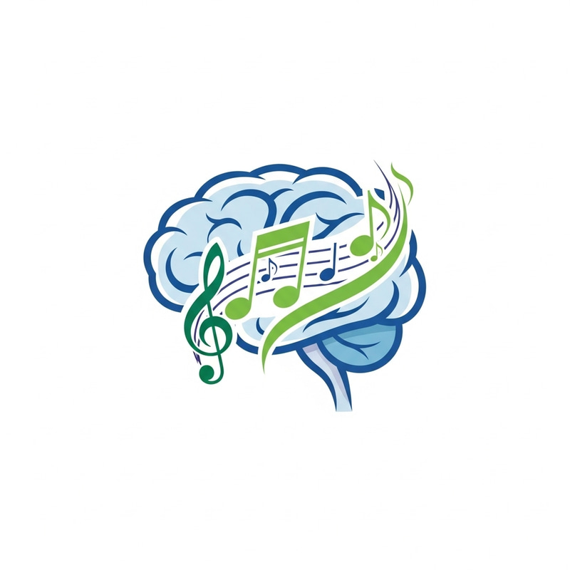 Focus & Productivity: Brain-Music Abstract Logo Focus & Productivity: Brain-Music Abstract Logo