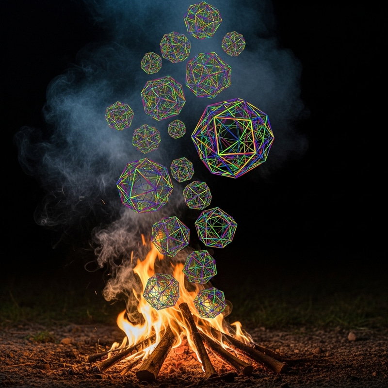 Realistic Campfire Smoke Transforms into Colorful Fractal Object Realistic Campfire Smoke Transforms into Colorful Fractal Object