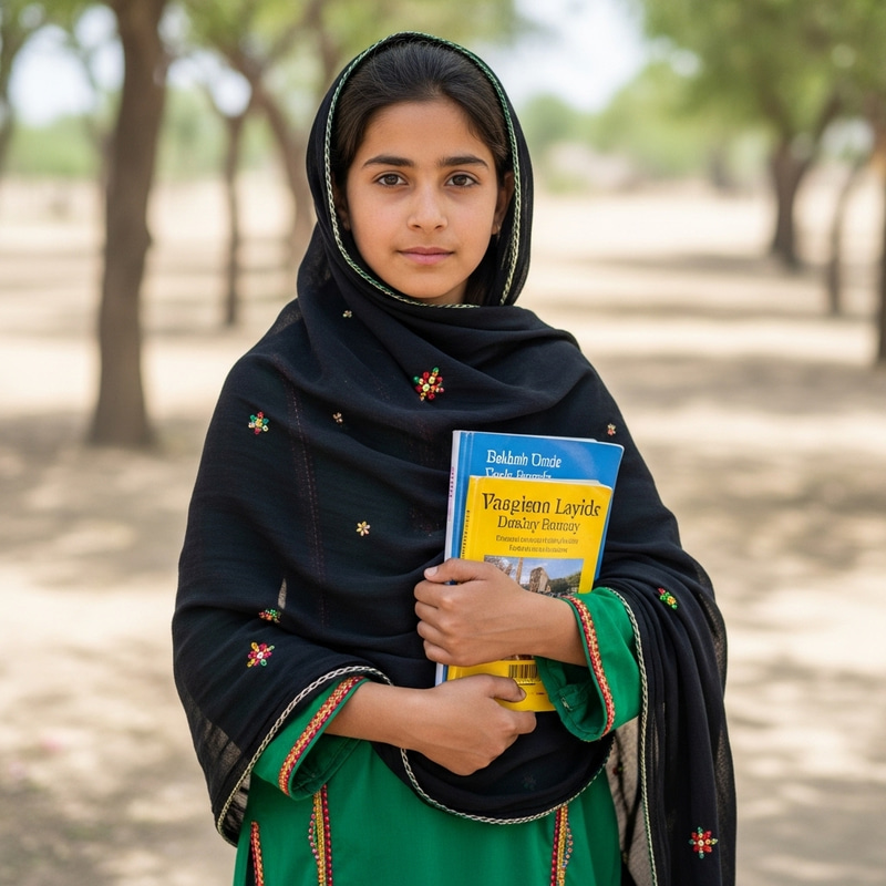 Empowered Pakhtoon Girl with Books | Positive & Strong Empowered Pakhtoon Girl with Books | Positive & Strong