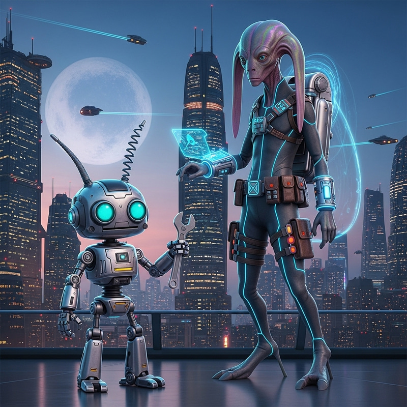 Ratchet and Clank - Futuristic Robot and Alien Duo Ratchet and Clank - Futuristic Robot and Alien Duo