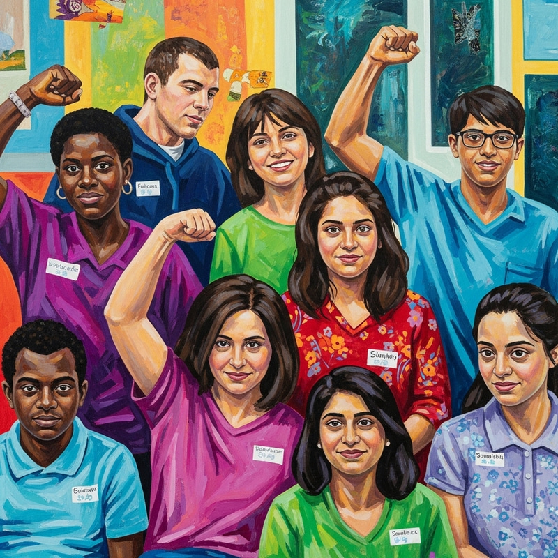 Inclusive Portrayal of Strength: Diverse Abilities in Vibrant Colors Inclusive Portrayal of Strength: Diverse Abilities in Vibrant Colors