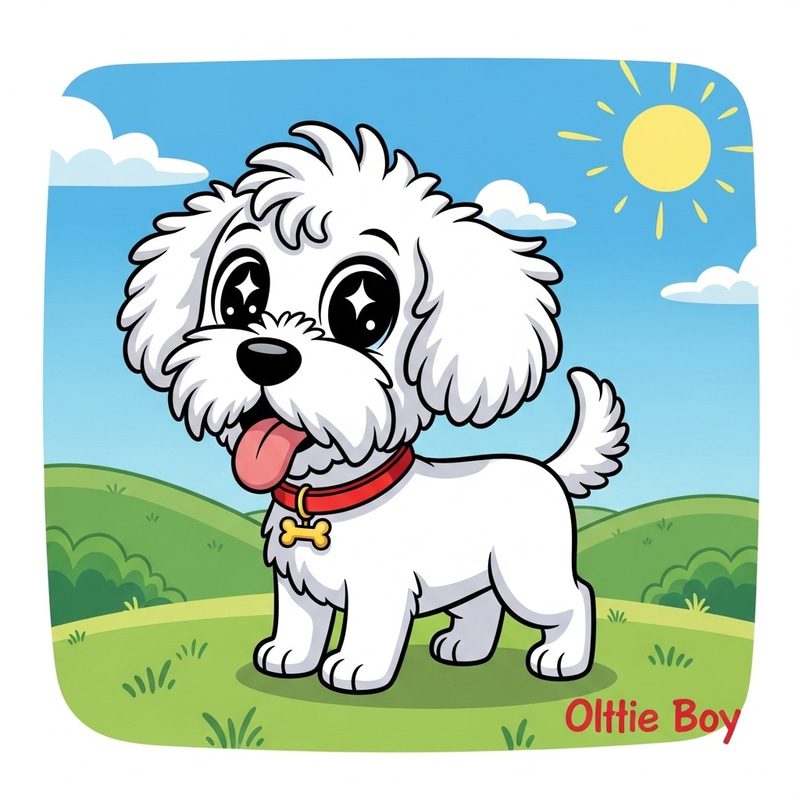 Maltipoo Ollie Boy Cartoon Art - Playful Dog Illustration Maltipoo Ollie Boy Cartoon Art - Playful Dog Illustration