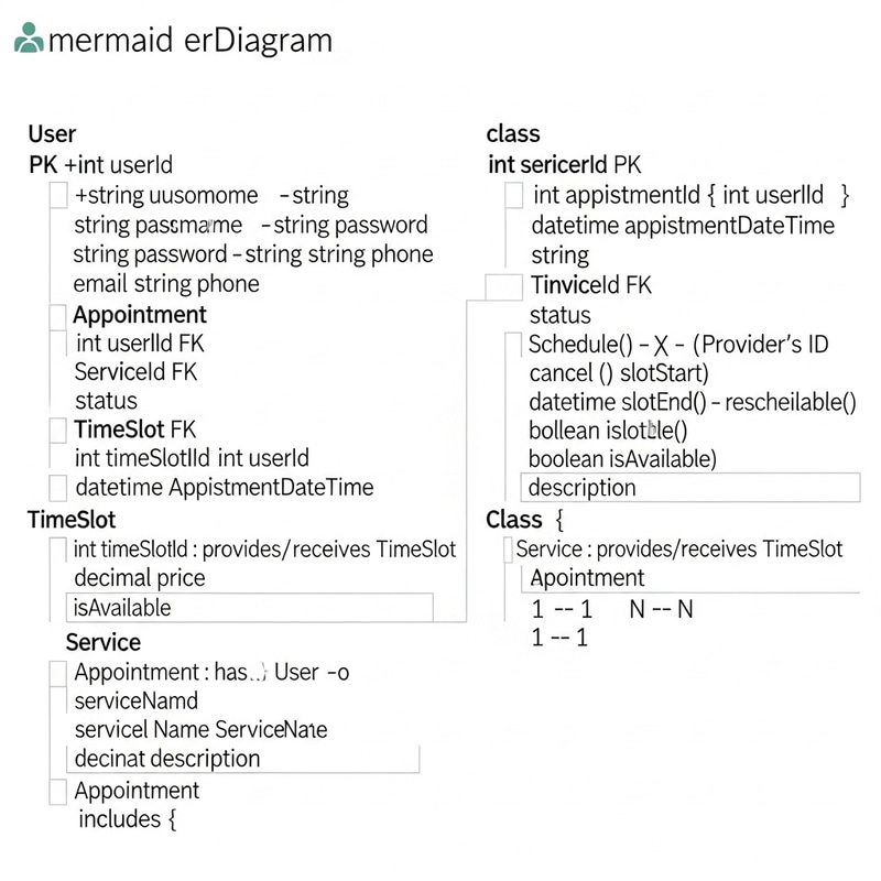 Online Appointment System ERD and Class Diagram