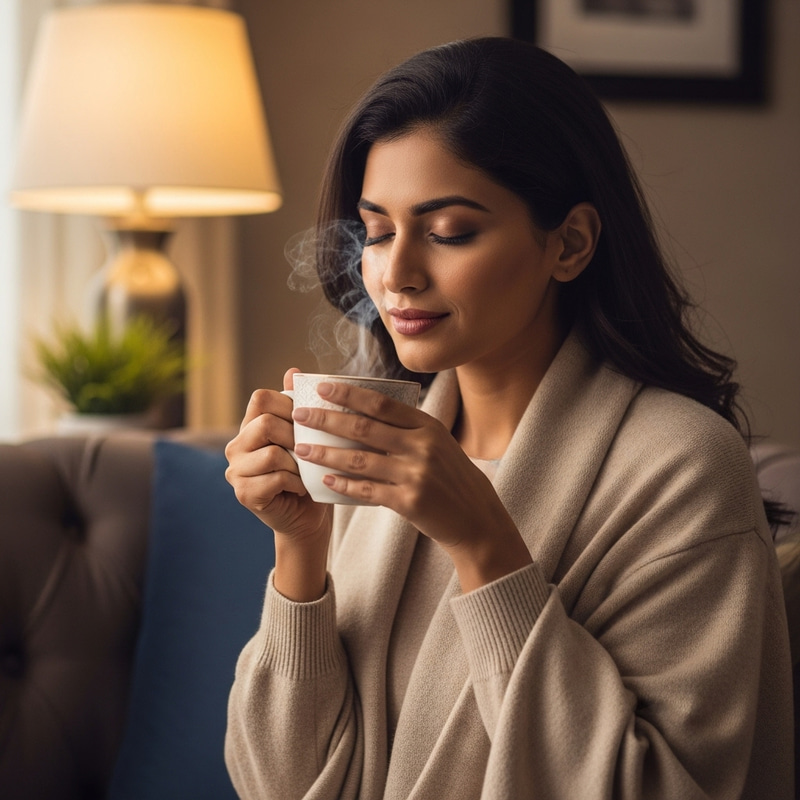 Beautiful Woman Enjoying Coffee - Serene Moment