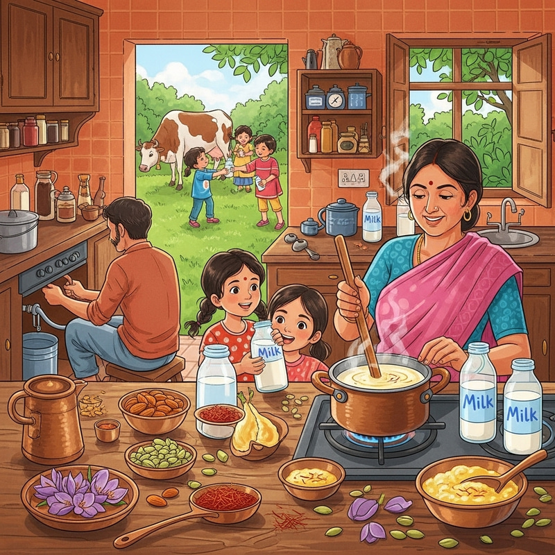 Enchanting Indian Kitchen: Delightful Colors, Playful Kids, and Heartwarming Aromas