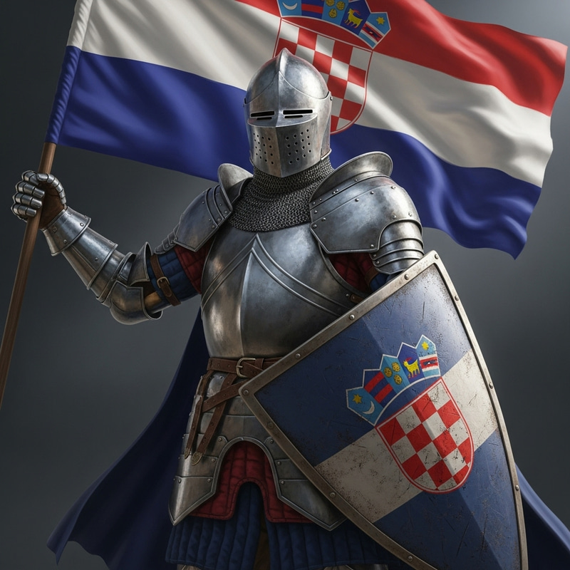 Resolute Hispanic Knight | Croatian Coat of Arms Flag Artwork Resolute Hispanic Knight | Croatian Coat of Arms Flag Artwork