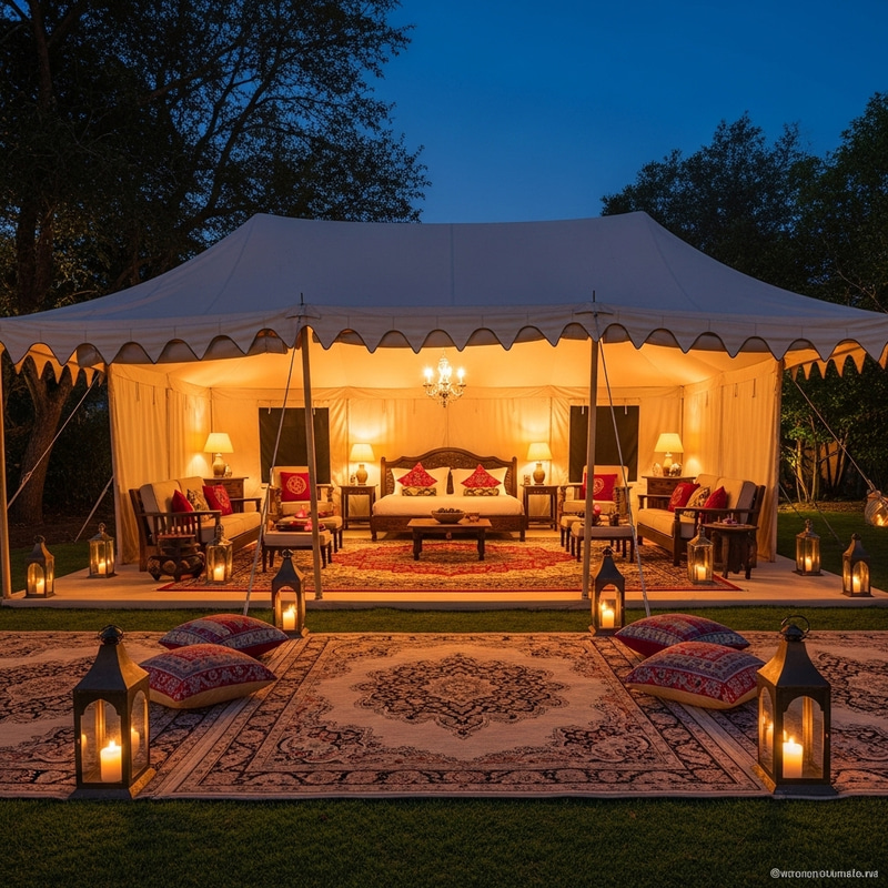 Luxurious Outdoor Tent with Elegant Decor | A Serene Escape into Nature Luxurious Outdoor Tent with Elegant Decor | A Serene Escape into Nature