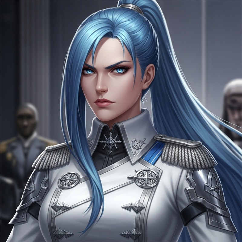 Hyper Realistic Portrait of Blue-Haired Female Warrior - Esdeath Hyper Realistic Portrait of Blue-Haired Female Warrior - Esdeath