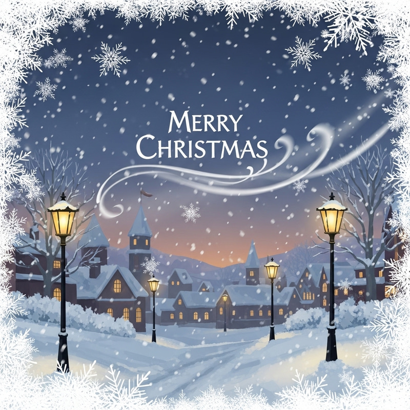 Prague Inspired Vintage Christmas Town Scene - Merry Christmas Greetings Prague Inspired Vintage Christmas Town Scene - Merry Christmas Greetings