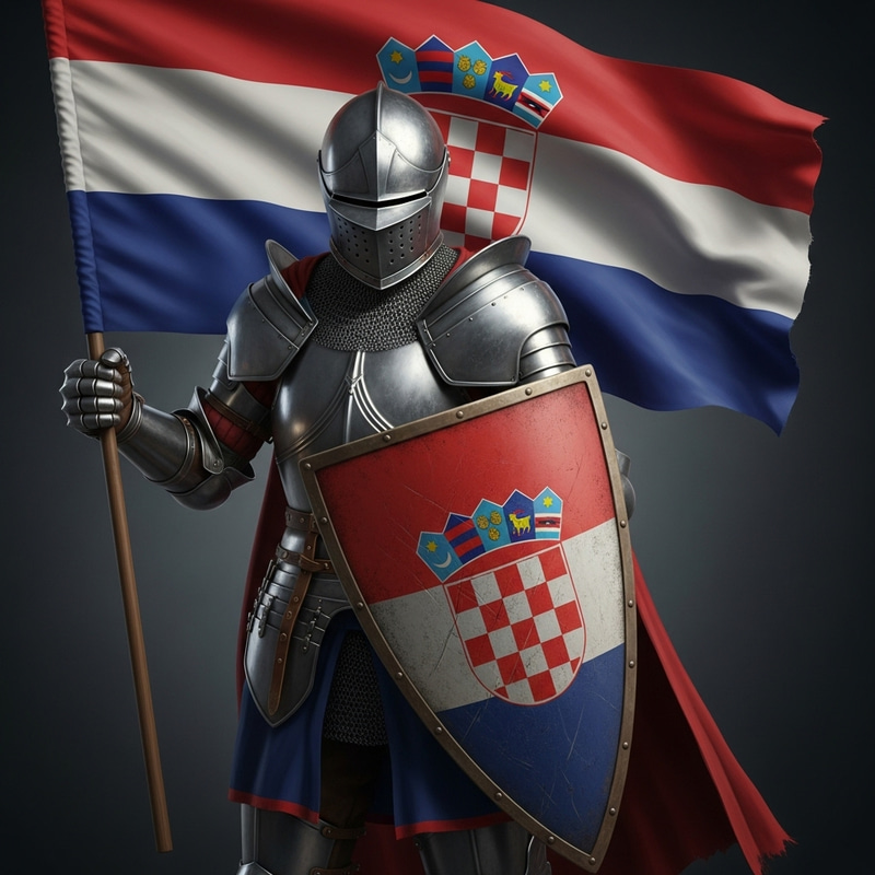 Croatian Knight: Resolute Steel Plate Armor & Flags