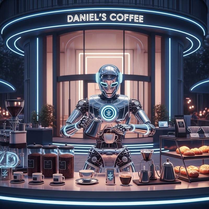 Futuristic Cafe Experience at Daniel's Coffee: Robot Barista & Specialty Products Futuristic Cafe Experience at Daniel's Coffee: Robot Barista & Specialty Products