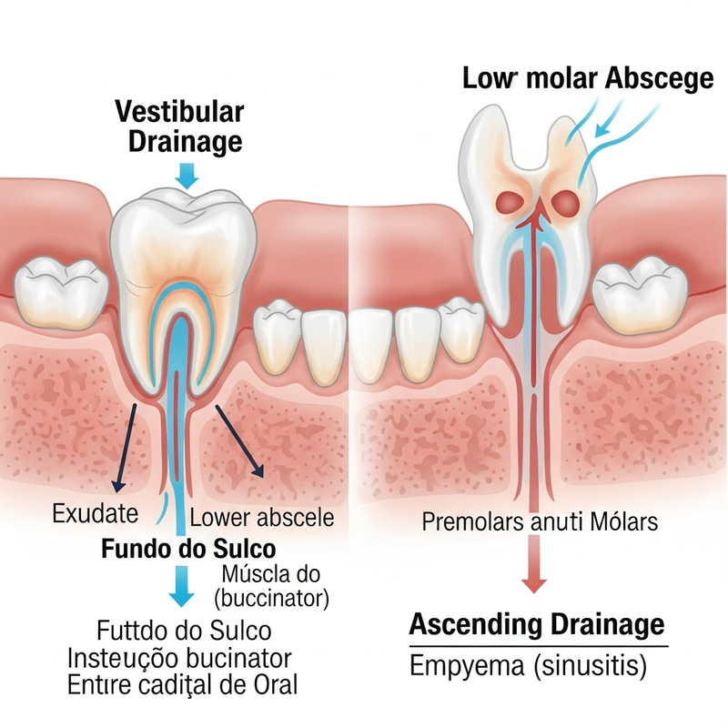 Exudate Drainage Path from Lower Molar Abscess
