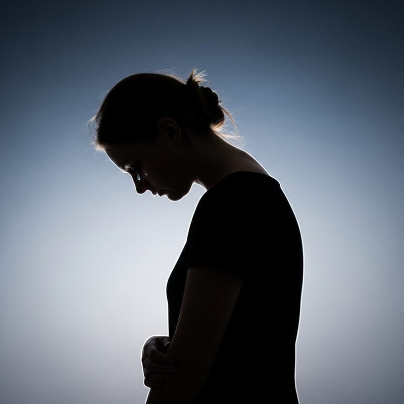 Caucasian Woman's Silhouette of Inner Pain Caucasian Woman's Silhouette of Inner Pain