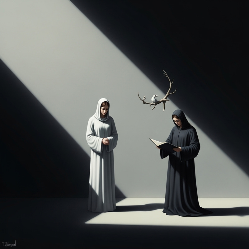 Surrealistic Scene: Denial of Death Captured in Gothic Style Surrealistic Scene: Denial of Death Captured in Gothic Style