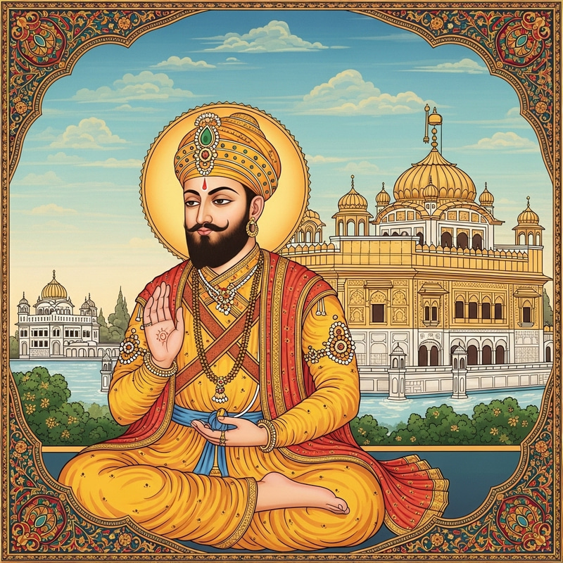 Guru Amardas Ji in Traditional Sikh Art Style Guru Amardas Ji in Traditional Sikh Art Style