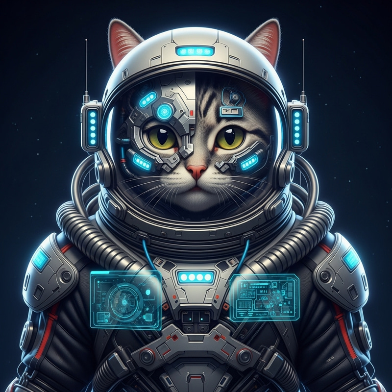 Cyborg Cat in Robotic Spacesuit Cyborg Cat in Robotic Spacesuit
