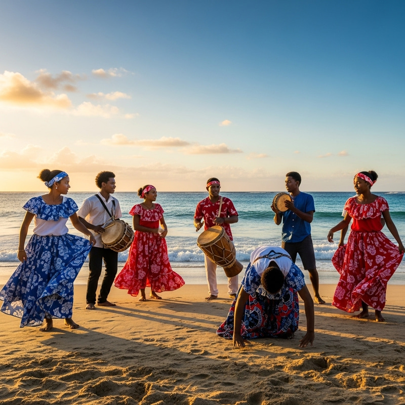 Creole Maloya Dance on Reunion Beach