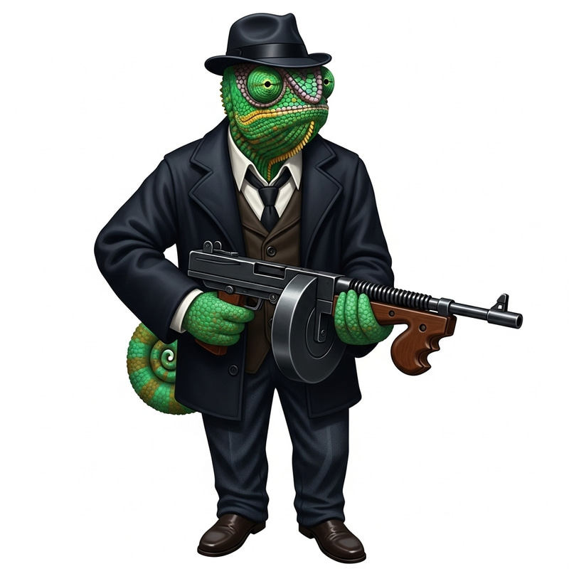 Mafioso Chameleon with Thompson Submachine Gun Mafioso Chameleon with Thompson Submachine Gun