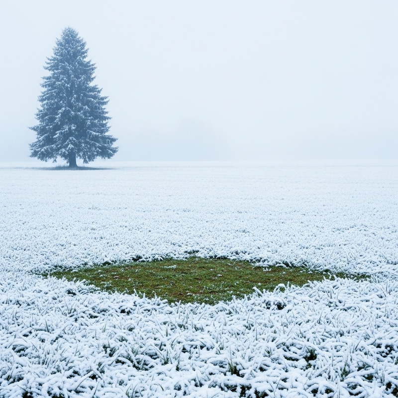 Snowy Field with Spruce Tree and Joyful Snow Atmosphere Snowy Field with Spruce Tree and Joyful Snow Atmosphere
