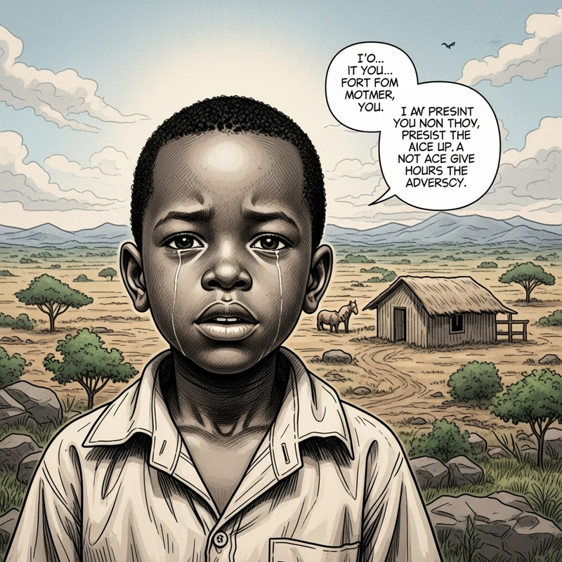 Resilient African Boy Embraces Strength and Faith Amidst Mother's Spiritual Guidance Resilient African Boy Embraces Strength and Faith Amidst Mother's Spiritual Guidance