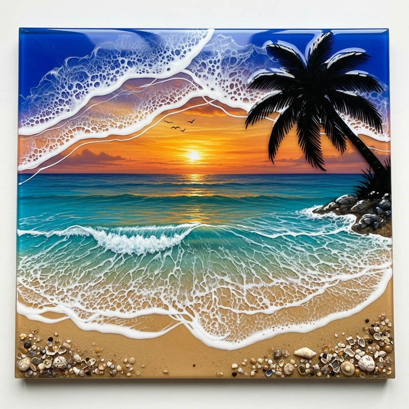Stunning 3D Resin Beach Art for Home Decor Stunning 3D Resin Beach Art for Home Decor