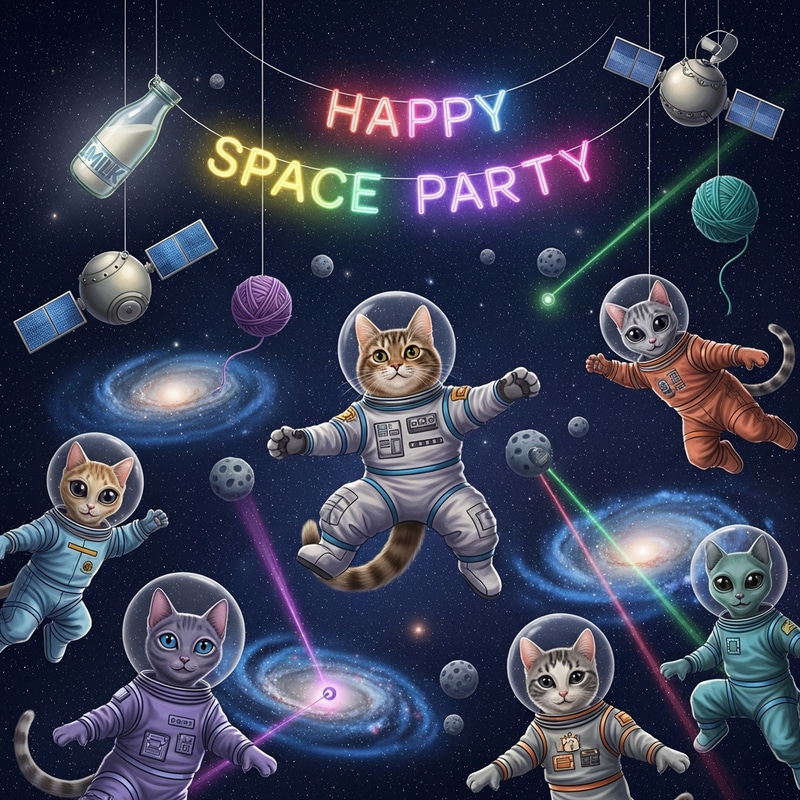 Cat Space Party: Feline Soiree in Deep Space Cat Space Party: Feline Soiree in Deep Space