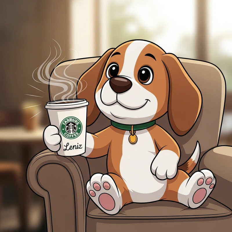 Adorable Snoopy with Starbucks Cup & Leniz Adorable Snoopy with Starbucks Cup & Leniz