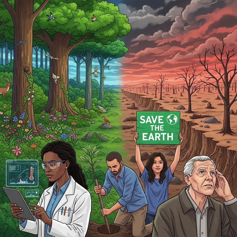 Climate Change Illustration: Embracing a Sustainable Future Together