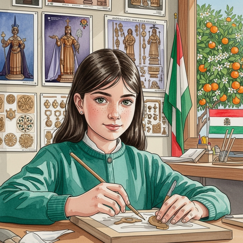 Watercolor Painting of Girl in Andalusian Imagery Workshop