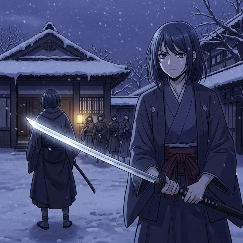 Manhwa Style Samurai Girl in Winter Japan | Katana Revenge
