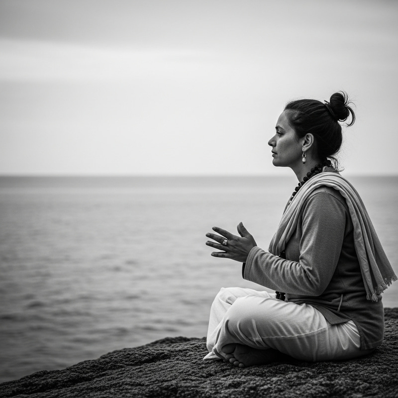 Tranquil Spiritual Seeker at Sea | Seeking Liberation